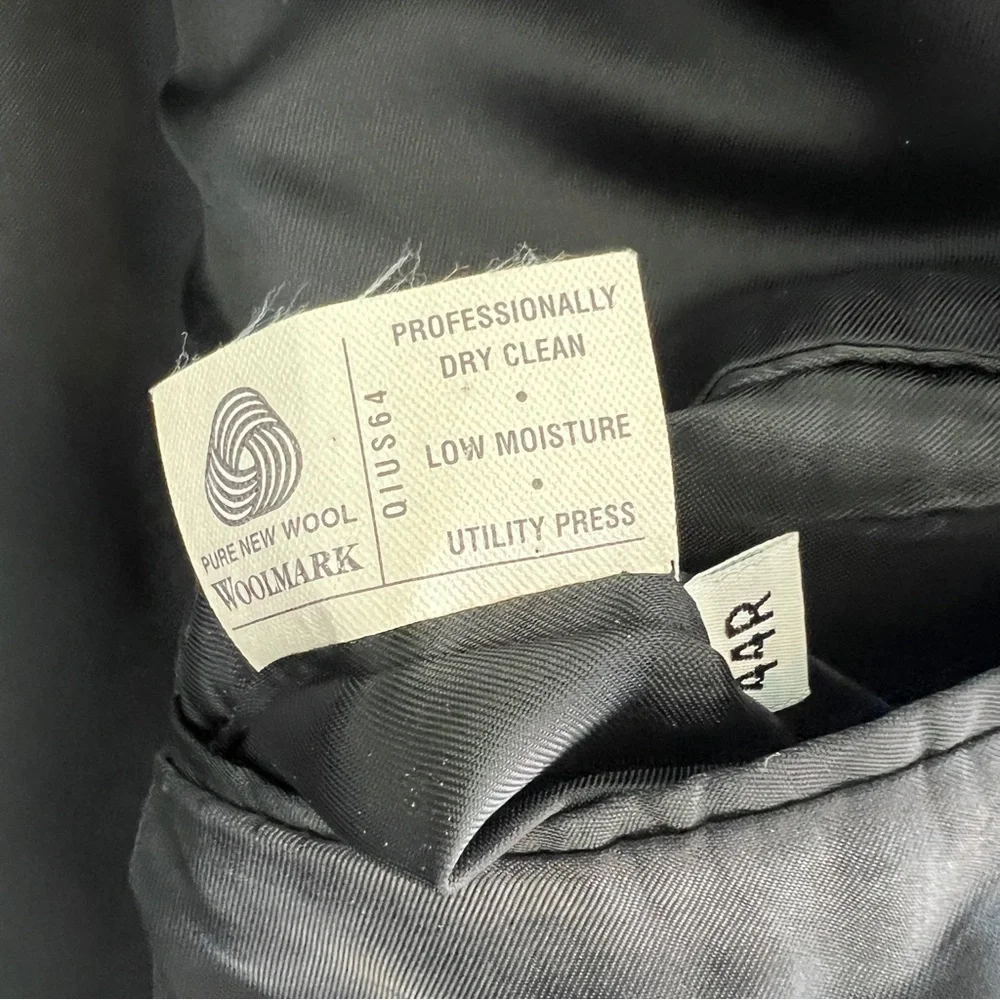 HART SCHAFFNER & MARX Wool Blazer Sports Coat 2 Button Single Vent Black 44R